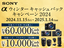 SONY αウィンターキャッシュバックキャンペーン2024《2025/1/14まで》