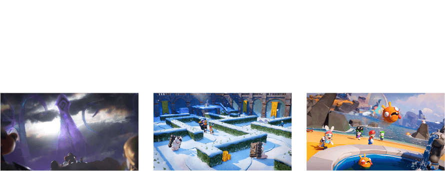 自由に動き回れるフィールドには仕掛けがいっぱい。隠されたコインやアイテムを探したり、仕掛けを解いて道を切り開いたり、広い惑星を隅々まで探索することで、さまざまな発見があります。訪れる先々では、個性的な住民との出会いも待っています。