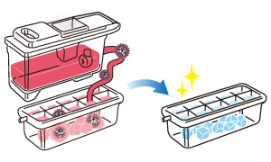 洗浄中はピンク色の氷が出来るので分かりやす！