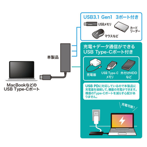 サンワサプライ USB Type C ハブ USB-3TCH8BK-イメージ3