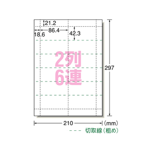 エーワン 手作りチケット連続タイプ A4 2列6連 20枚 F877137-51469-イメージ1