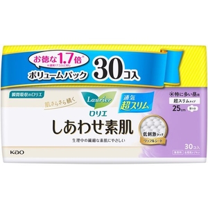 KAO ロリエ しあわせ素肌超スリム 特に多い 昼用羽つき 30個 FCU9946-イメージ2