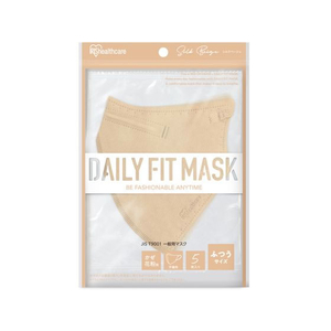 アイリスオーヤマ DAILYFITMASK立体 ふつう 5枚入 シルクベージュ FCU8483-RK-F5SSB-イメージ1