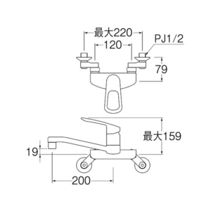 ＳＡＮＥＩ シングル混合栓 FC343JT-1147083-イメージ5