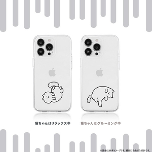 AKAN iPhone 16用ソフトクリアケース 猫ちゃんはリラックス中 AK27019I16-イメージ3