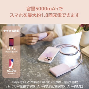 エレコム &me 薄型コンパクトモバイルバッテリー(5000mAh/3A/C×1+A×1) ラベンダー DE-C45-5000PU-イメージ4