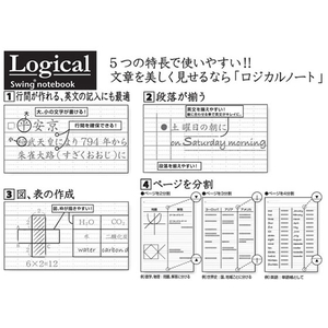 ナカバヤシ スイングロジカルWリングセクションノートA4ワイドA罫 A罫1冊 F866515-NW-A401WA-イメージ2