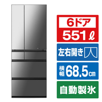 パナソニック 551L 6ドア冷蔵庫 オニキスミラー NR-F55WX2-X