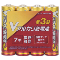 オーム電機 単3形Vアルカリ乾電池 4本パック LR6VN4S