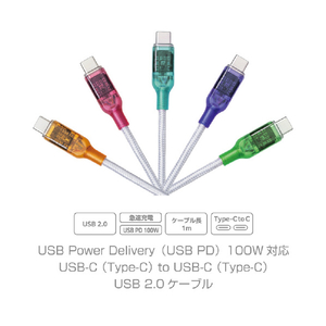 re:colors PD100W対応USB Type-C to C ケーブル(1m) ラズベリー CPRC2U2CTC100WP-イメージ3