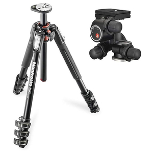 Manfrotto 190プロアルミニウム4段三脚+410ギア付き雲台キット JP-MK190A4-410-イメージ1