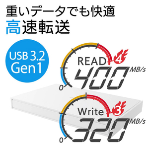 エレコム 外付けポータブルSSD(120GB) ホワイト ESD-EJ0120GWHR-イメージ2