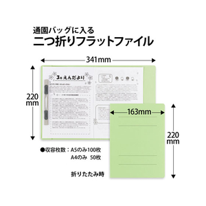 プラス 2つ折フラットファイル A4タテ グリーン 10冊 NO.045F FCA6397-79-696 NO045F-イメージ2