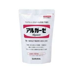 サラヤ エタノール含浸不織布ガーゼ アルガーゼ 100枚入詰替 FC854HR-8354627-イメージ1