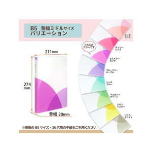 プラス PASTYルーズリーフバインダー B5-S ミドル ラズベリーピンク FCC1703-98-802/FC-800PR-イメージ5