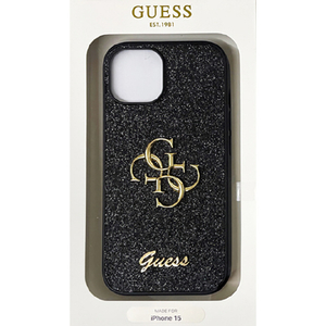 GUESS iPhone 15用グリッター 背面ケース BLACK GUHCP15SHG4SGK-イメージ1