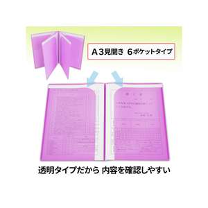 プラス 通知表ホルダー 6ポケット パープル10枚 FL200SF FCA6407-79-822 FL-200SF-イメージ3