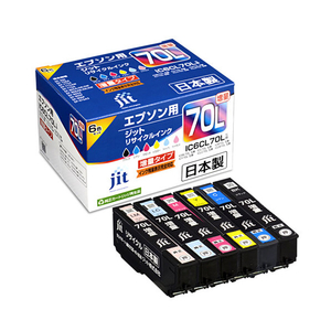 JIT エプソン(EPSON)対応 リサイクルインクカートリッジ IC6CL70L(増量) 6色セット対応 BK/C/M/Y/LC/LM JIT-E70L6P-イメージ1