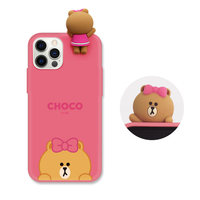 LINE FRIENDS iPhone 12/12 Pro用フィギュア付きカラーソフトケース SNEAK PEEK CHOCO KCE-CSB056