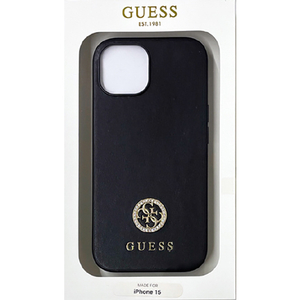 GUESS iPhone 15用PUレザー 背面ケース BLACK GUHCP15SPS4DGPK-イメージ1