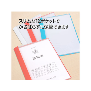 プラス 通知表ファイル ヨコ入 12ポケット レッド 10枚 FCA6420-79-926 FL-200GD-イメージ3