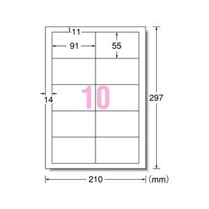 エーワン ラベルシール[プリンタ兼用]10面名刺サイズ 22シート 5冊 FC58590-72110-イメージ2