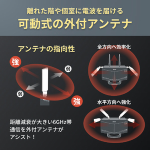 バッファロー 無線親機11be/ax/ac/n/a/g/b 5764+2882+688Mbps ブラック WXR9300BE6P-イメージ4