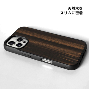 Man & Wood iPhone 16 Pro用MagSafe対応天然木ケース Ebony I27066I16PR-イメージ4