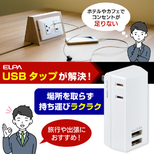 エルパ タップ USB2ポート AC2個口 UA-222L-イメージ4