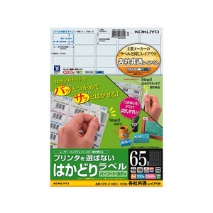 コクヨ プリンタを選ばないはかどりラベル各社共通65面100枚 F892202-KPC-E1651-100-イメージ1