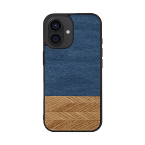 Man & Wood iPhone 16用MagSafe対応天然木ケース Denim I27071I16-イメージ1