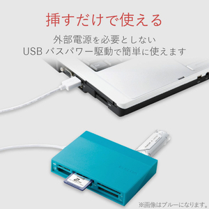 エレコム メモリリーダライタ/USBハブ付/SD+MS+CF+XD ブラック MR-C24BK-イメージ3