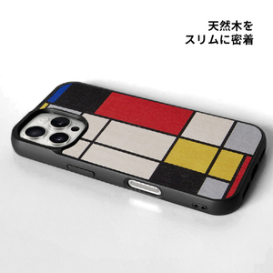 Man & Wood iPhone 16用MagSafe対応天然木ケース Mondrian Wood I27073I16-イメージ4