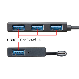 サンワサプライ USB3．1 Gen2対応 Type-Cハブ USB-3TCH18BK-イメージ4