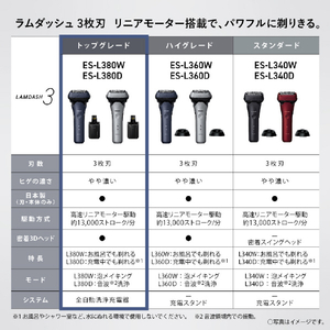 パナソニック 3枚刃シェーバー ラムダッシュ シルバー ES-L380D-S-イメージ3