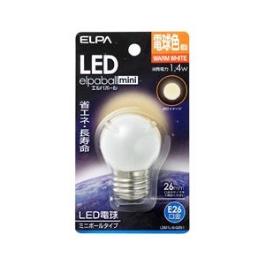 エルパ LED電球 E26口金 全光束55lm(1．4Wミニボールタイプ相当) 電球色 1個入り elpaball mini LDG1L-G-G251-イメージ1