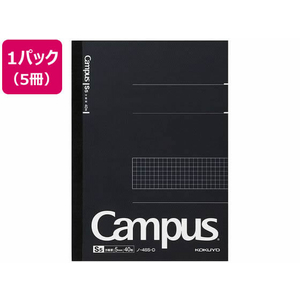 コクヨ キャンパスノート 方眼罫 6号(セミB5) 表紙黒 5冊 FCS2228-ﾉ-4S5-D-イメージ1