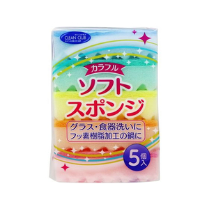 大和物産 クリーンクラブ カラフルソフトスポンジ 5個入 FC854PU-イメージ1