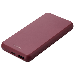 エレコム 5V/3A出力 モバイルバッテリー(10000mAh/15W/C×1+A×1) レッド DE-C38-10000RD-イメージ1