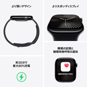 Apple Apple Watch Series 10(GPSモデル)- 42mm シルバーアルミニウムケースとデニムスポーツバンド - S/M MWWA3J/A-イメージ3