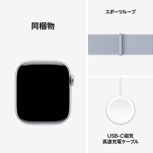 Apple Apple Watch Series 10(GPSモデル)- 42mm シルバーアルミニウムケースとブルークラウドスポーツループ MWWD3J/A-イメージ9