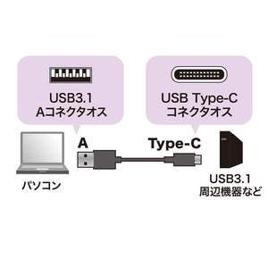 サンワサプライ USB3．1 Gen2 Type C-Aケーブル(1m) ブラック KU31-CA10-イメージ2