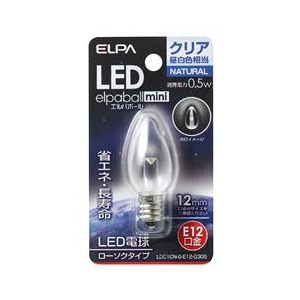 エルパ LED電球 E12口金 全光束18lm(0．5Wローソクタイプ相当) クリア昼白色 1個入り elpaball mini LDC1CN-G-E12-G305-イメージ1