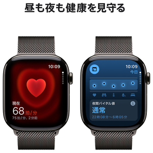 Apple Apple Watch Series 10(GPS + Cellularモデル)- 46mm スレートチタニウムケースとスレートミラネーゼループ - S/M MC7R4J/A-イメージ5