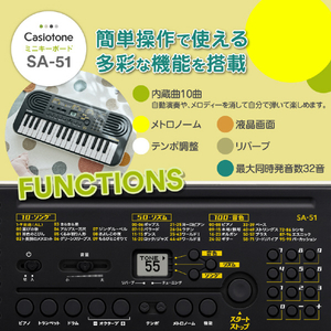 カシオ ミニキーボード Casiotone ブラック SA-51-イメージ8