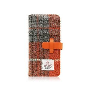 SLG Design iPhone SE(第3世代)/SE(第2世代)/8/7用Harris Tweed Diary オレンジ×グレー SD8119I7-イメージ1