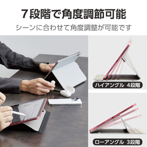 エレコム iPad 第10世代用フラップケース ソフトレザー ドローイングアングル 多段階 スリープ対応 グレー TB-A23RWVDGY-イメージ3