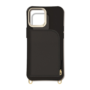 サムライワークス iPhone 15 Pro用新形状 LEATHER POCKET CASE WIZU ブラック×ブラック WZCI15P10BKBK-イメージ1