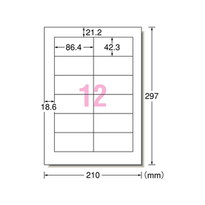 エーワン レーザー用ラベルA4 12面四辺余白 1000枚 F877190-31161-イメージ1