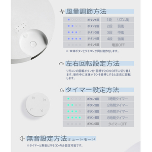 BLUEFEEL リモコン付卓上扇風機&サーキュレーター ホワイト BFN301-W-イメージ18